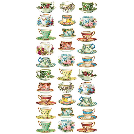 1 Sheet of Stickers Vintage Tea Cups